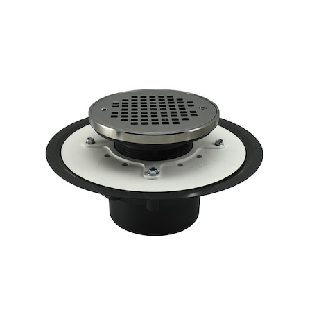 Jones Stephens 4in. Heavy Duty PVC Drain Base with 3-1/2in. Plastic Spud and 6in. Chrome Plated Strainer with Ring D50280